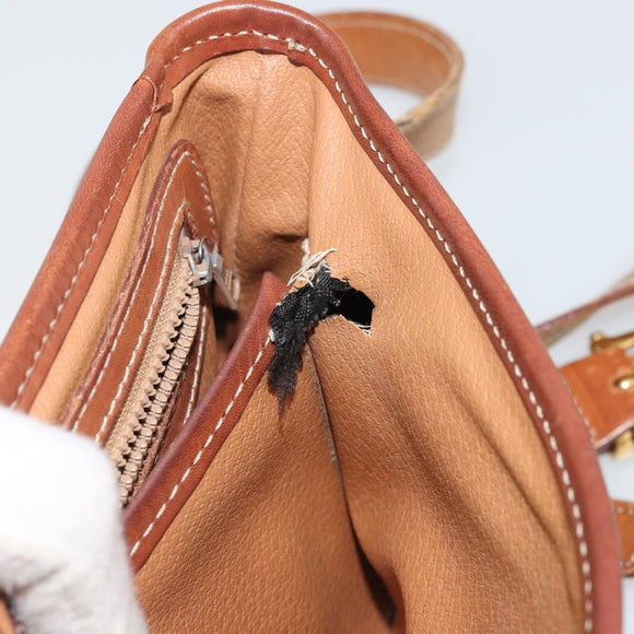 CELINE Macadam Canvas Shoulder Bag PVC Leather Brown Gold Auth INZ030
