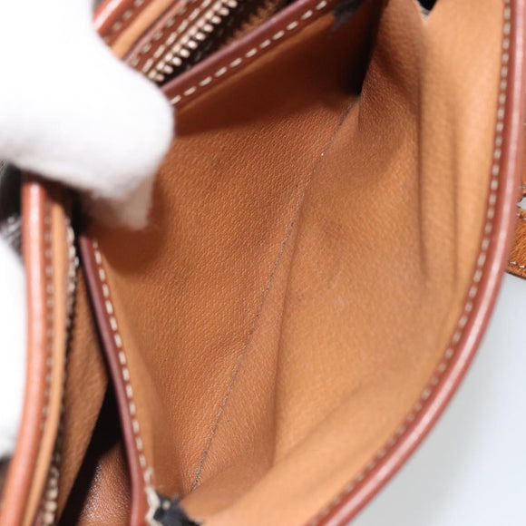 CELINE Macadam Canvas Shoulder Bag PVC Leather Brown Gold Auth INZ030