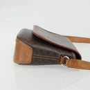 CELINE Macadam Canvas Shoulder Bag PVC Leather Brown Gold Auth INZ030-3