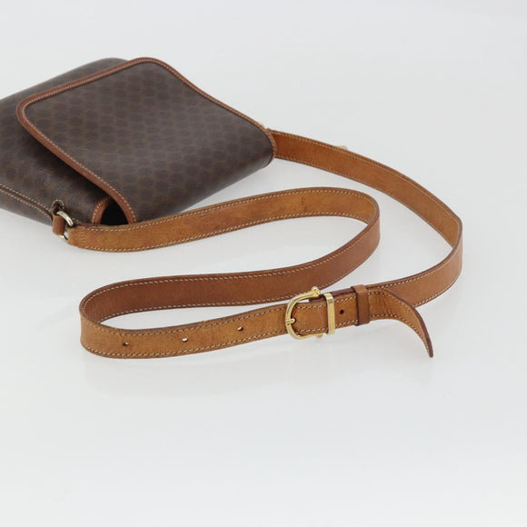 CELINE Macadam Canvas Shoulder Bag PVC Leather Brown Gold Auth INZ030