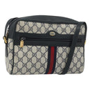 GUCCI GG Supreme Sherry Line Bag PVC Navy Gold Red 98 02 005 Auth INZ032-1