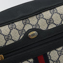 GUCCI GG Supreme Sherry Line Bag PVC Navy Gold Red 98 02 005 Auth INZ032-17