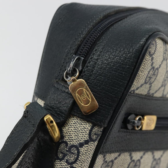 GUCCI GG Supreme Sherry Line Bag PVC Navy Gold Red 98 02 005 Auth INZ032