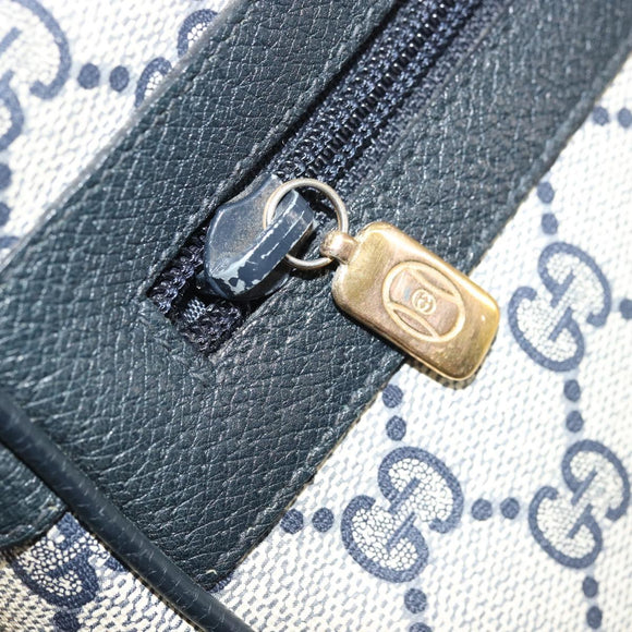 GUCCI GG Supreme Sherry Line Bag PVC Navy Gold Red 98 02 005 Auth INZ032
