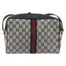 GUCCI GG Supreme Sherry Line Bag PVC Navy Gold Red 98 02 005 Auth INZ032-2