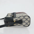 GUCCI GG Supreme Sherry Line Bag PVC Navy Gold Red 98 02 005 Auth INZ032-4