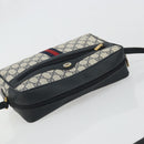 GUCCI GG Supreme Sherry Line Bag PVC Navy Gold Red 98 02 005 Auth INZ032-6
