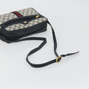 GUCCI GG Supreme Sherry Line Bag PVC Navy Gold Red 98 02 005 Auth INZ032-7