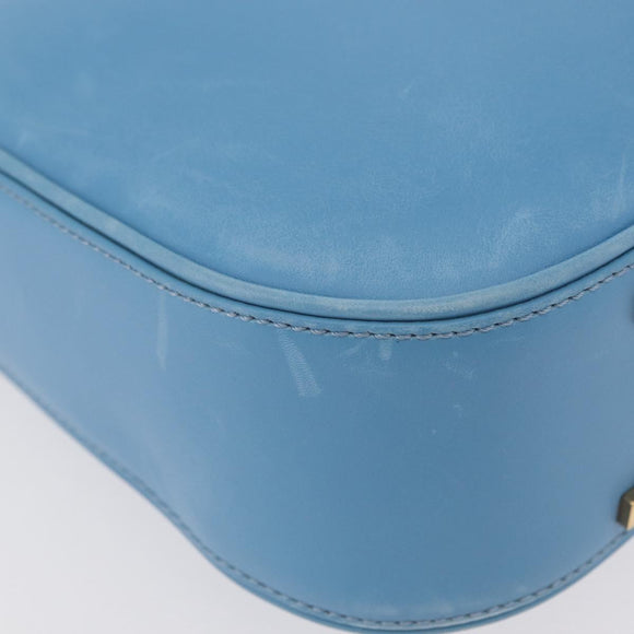 CELINE Shoulder Bag Leather Light Blue Gold Auth INZ033A
