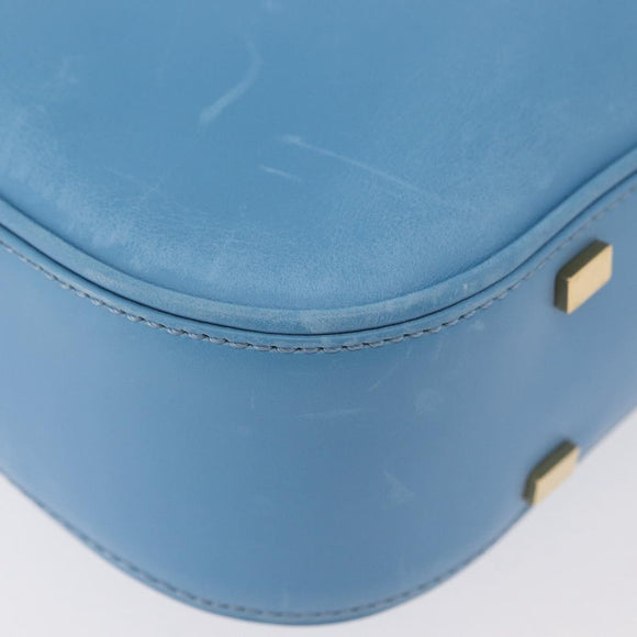 CELINE Shoulder Bag Leather Light Blue Gold Auth INZ033A