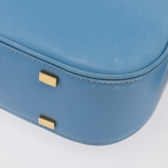 CELINE Shoulder Bag Leather Light Blue Gold Auth INZ033A