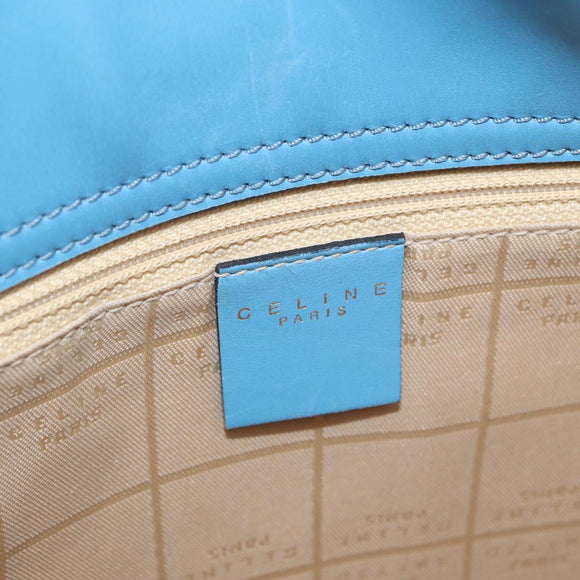CELINE Shoulder Bag Leather Light Blue Gold Auth INZ033A