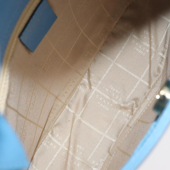 CELINE Shoulder Bag Leather Light Blue Gold Auth INZ033A