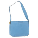 CELINE Shoulder Bag Leather Light Blue Gold Auth INZ033A-1