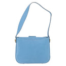 CELINE Shoulder Bag Leather Light Blue Gold Auth INZ033A-2