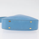 CELINE Shoulder Bag Leather Light Blue Gold Auth INZ033A-5