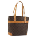 CELINE Macadam Canvas Tote Bag PVC Leather Brown Gold Auth INZ034A-1