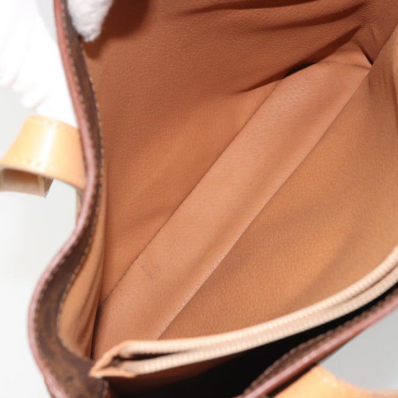 CELINE Macadam Canvas Tote Bag PVC Leather Brown Gold Auth INZ034A