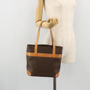 CELINE Macadam Canvas Tote Bag PVC Leather Brown Gold Auth INZ034A-22
