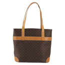 CELINE Macadam Canvas Tote Bag PVC Leather Brown Gold Auth INZ034A-13