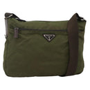 PRADA Shoulder Bag Nylon Khaki Silver Auth INZ035-1