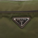 PRADA Shoulder Bag Nylon Khaki Silver Auth INZ035-18