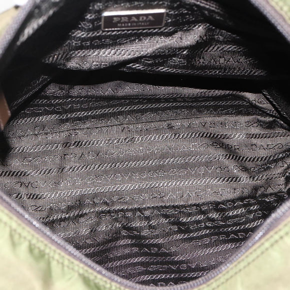 PRADA Shoulder Bag Nylon Khaki Silver Auth INZ035