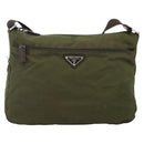 PRADA Shoulder Bag Nylon Khaki Silver Auth INZ035-13
