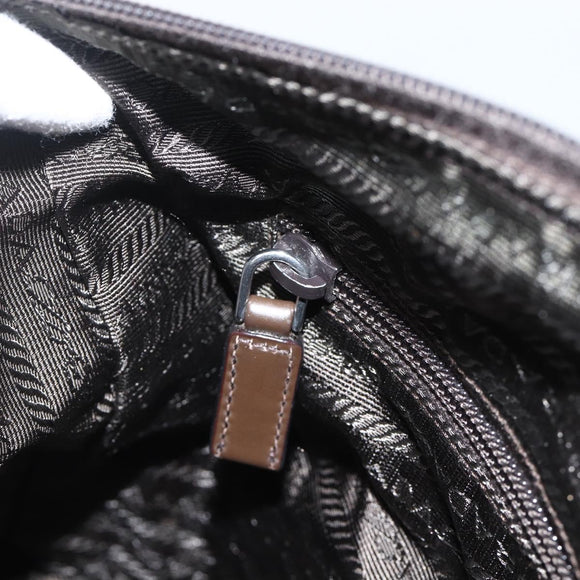 PRADA Shoulder Bag Nylon Khaki Silver Auth INZ035