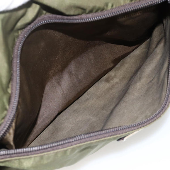 PRADA Shoulder Bag Nylon Khaki Silver Auth INZ035