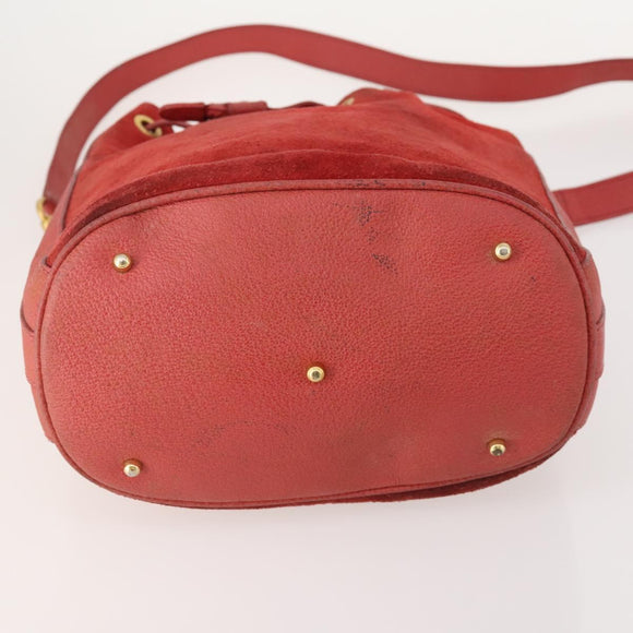 GUCCI Bamboo Shoulder Bag Suede 2way Red Gold 001 2865 1657 Auth INZ038