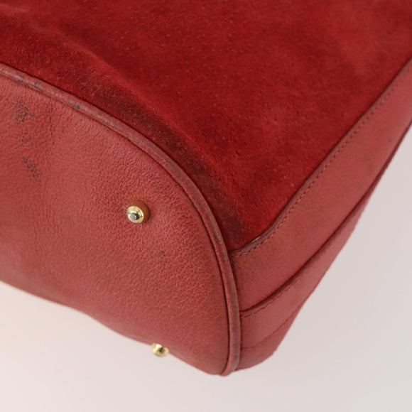 GUCCI Bamboo Shoulder Bag Suede 2way Red Gold 001 2865 1657 Auth INZ038