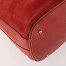 GUCCI Bamboo Shoulder Bag Suede 2way Red Gold 001 2865 1657 Auth INZ038-17