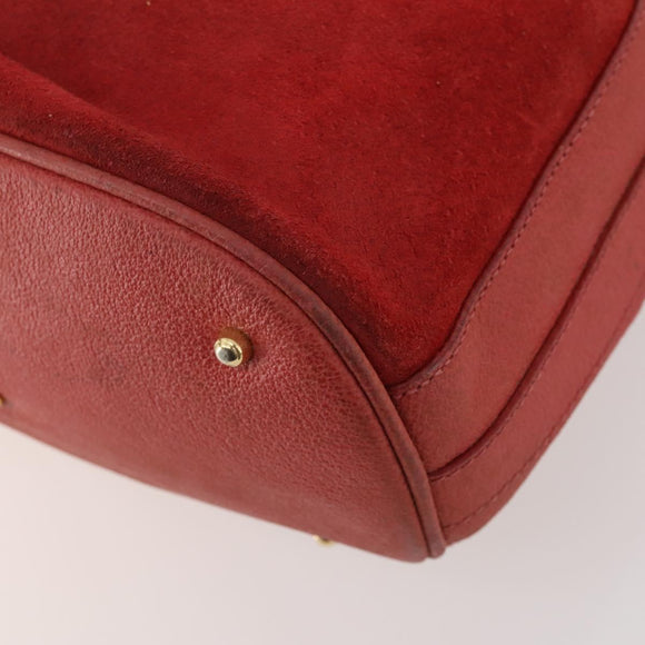 GUCCI Bamboo Shoulder Bag Suede 2way Red Gold 001 2865 1657 Auth INZ038