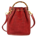 GUCCI Bamboo Shoulder Bag Suede 2way Red Gold 001 2865 1657 Auth INZ038-2