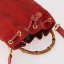 GUCCI Bamboo Shoulder Bag Suede 2way Red Gold 001 2865 1657 Auth INZ038-6