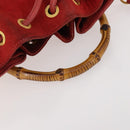GUCCI Bamboo Shoulder Bag Suede 2way Red Gold 001 2865 1657 Auth INZ038-8