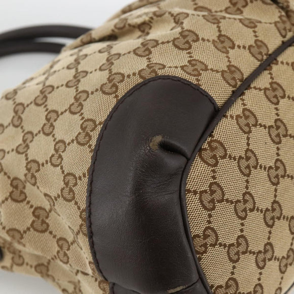 GUCCI GG Canvas Hand Bag Beige Gold 247902 Auth INZ039