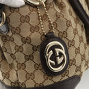 GUCCI GG Canvas Hand Bag Beige Gold 247902 Auth INZ039-17