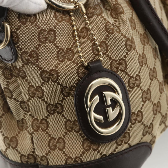GUCCI GG Canvas Hand Bag Beige Gold 247902 Auth INZ039