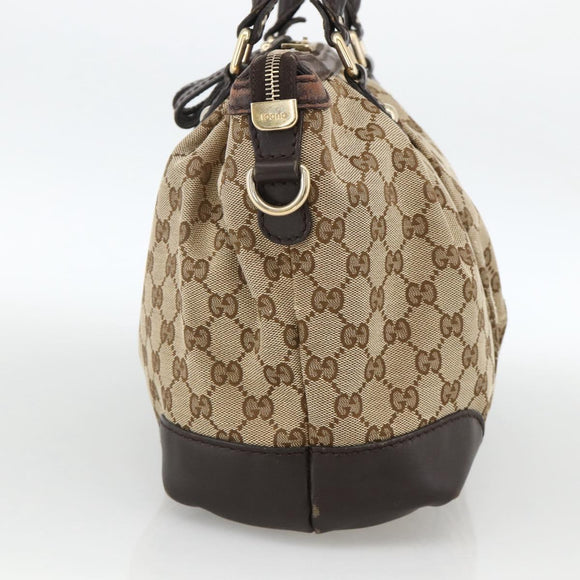 GUCCI GG Canvas Hand Bag Beige Gold 247902 Auth INZ039