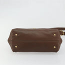 Salvatore Ferragamo Gancini Sofia Hand Bag Leather 2way Brown Gold Auth INZ040-5
