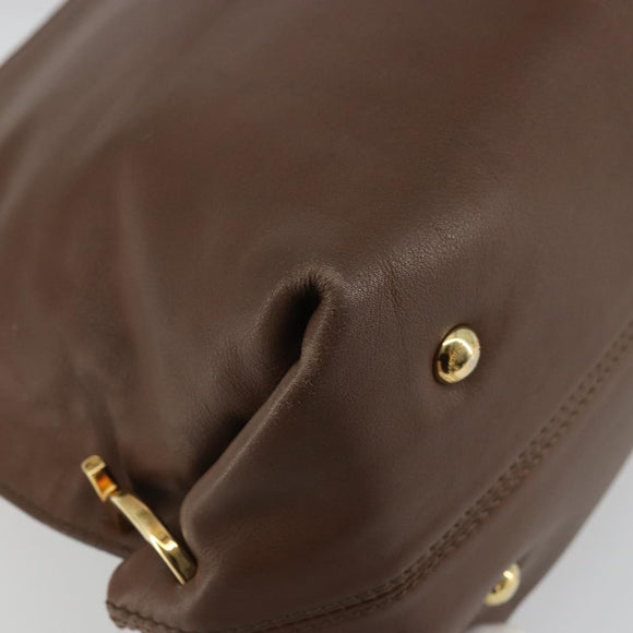 Salvatore Ferragamo Gancini Sofia Hand Bag Leather 2way Brown Gold Auth INZ040