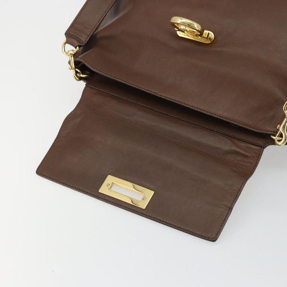 Salvatore Ferragamo Gancini Sofia Hand Bag Leather 2way Brown Gold Auth INZ040