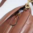 Salvatore Ferragamo Gancini Sofia Hand Bag Leather 2way Brown Gold Auth INZ040-22
