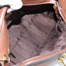 Salvatore Ferragamo Gancini Sofia Hand Bag Leather 2way Brown Gold Auth INZ040-11