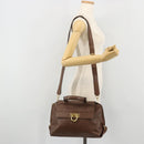 Salvatore Ferragamo Gancini Sofia Hand Bag Leather 2way Brown Gold Auth INZ040-28