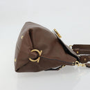 Salvatore Ferragamo Gancini Sofia Hand Bag Leather 2way Brown Gold Auth INZ040-3