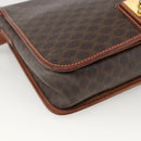 CELINE Macadam Canvas Shoulder Bag PVC Leather Brown Gold Auth INZ042-14