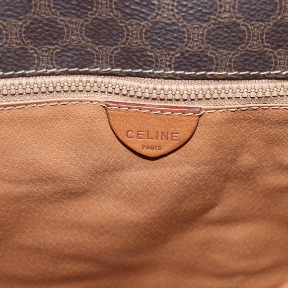 CELINE Macadam Canvas Shoulder Bag PVC Leather Brown Gold Auth INZ042